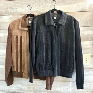 White Oak Leather Quilted Cable knit Jackets